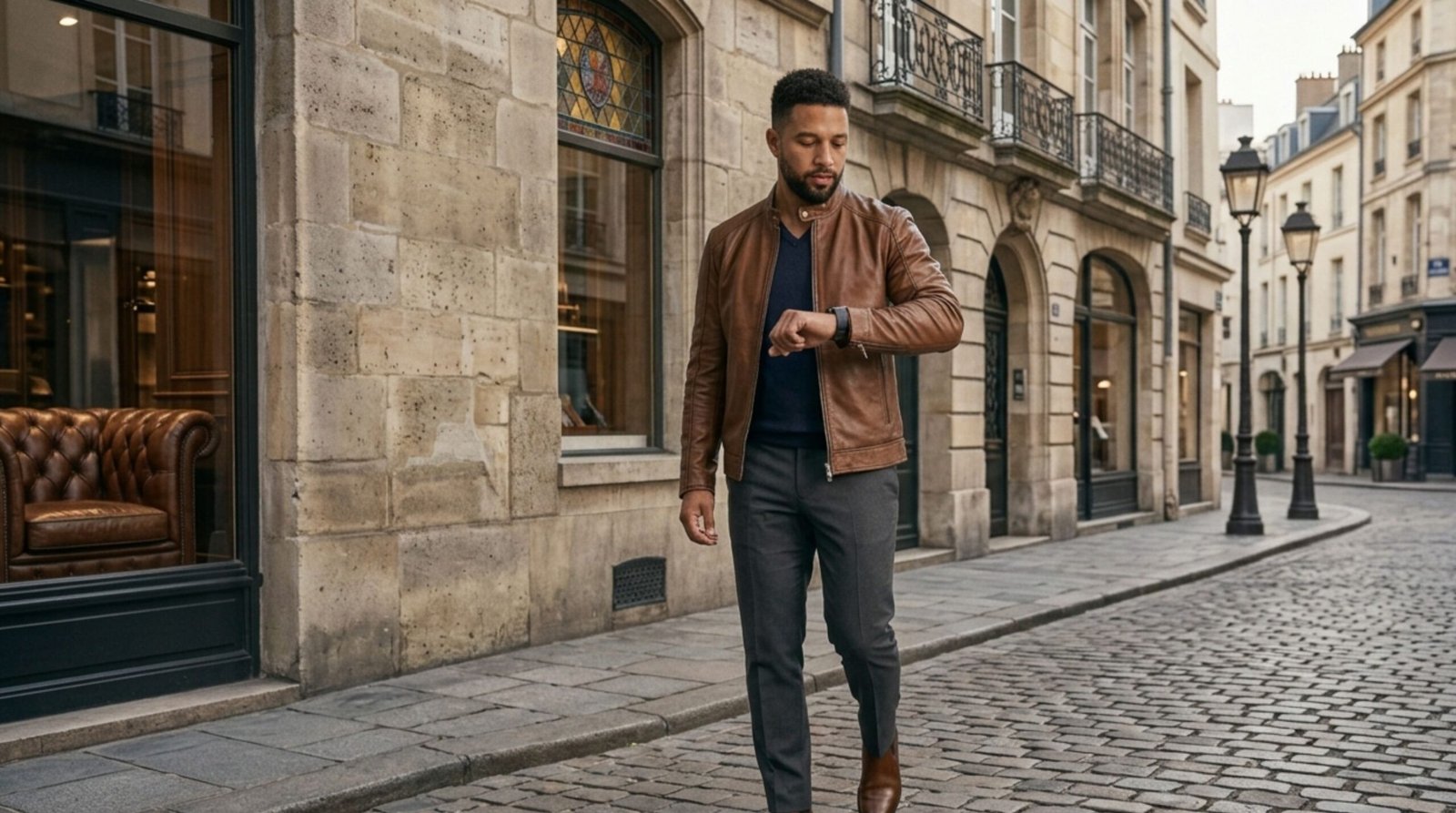Style veste en cuir Homme