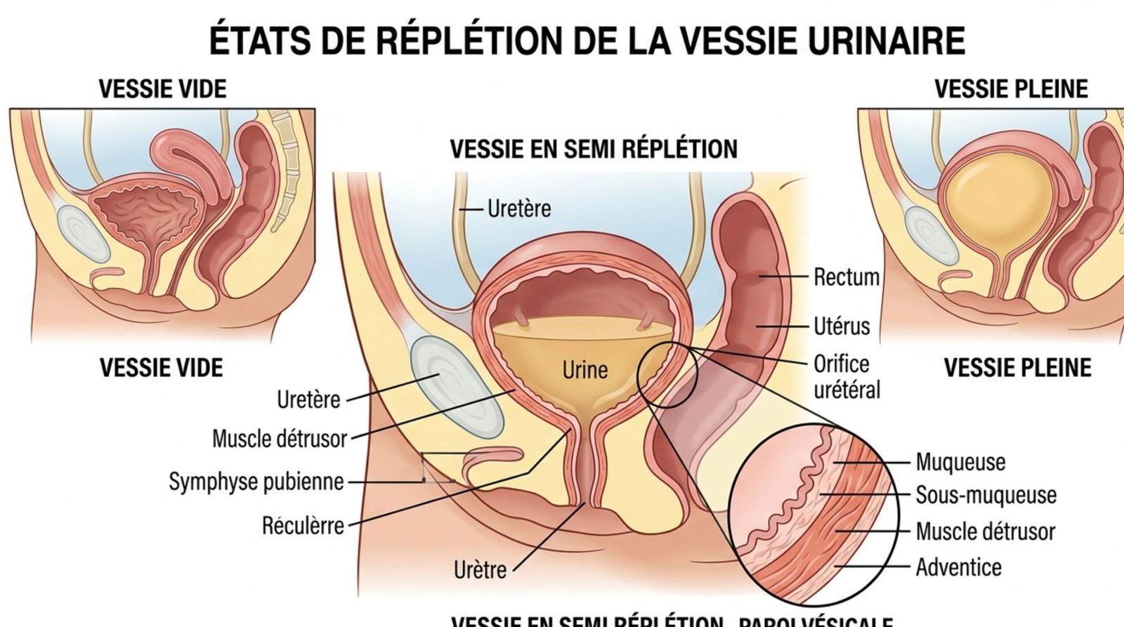 Vessie en semi répletion